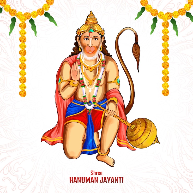 Gratis Vector illustratie van lord hanuman voor de kaartachtergrond van het hanuman jayanti-festival