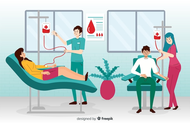 Illustratie van mensen die bloed doneren
