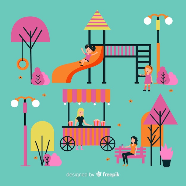 Gratis vector illustratie van mensen in het park