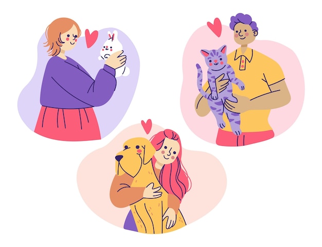 Illustratie van mensen met huisdieren