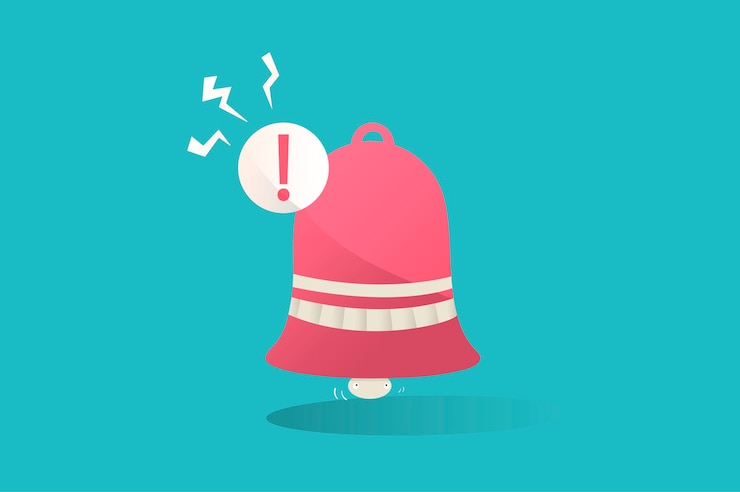 Gratis Vector illustratie van notificatiepictogram op blauwe achtergrond