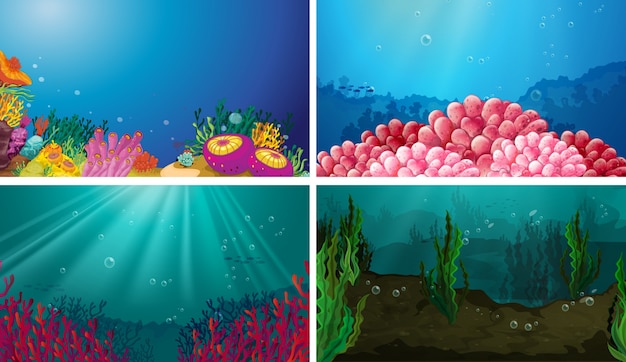 Illustratie van onderwater scene set