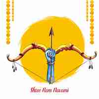Gratis vector illustratie van pijl en boog in shree ram navami festival van india kaartontwerp