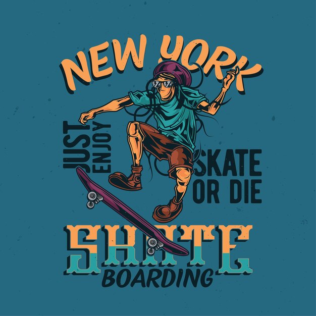 Illustratie van reggaemens op skatebord