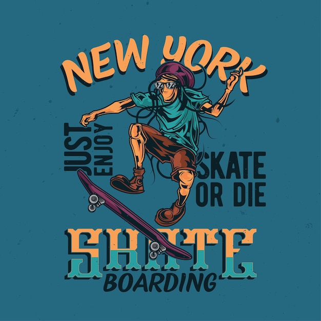 Illustratie van reggaemens op skatebord