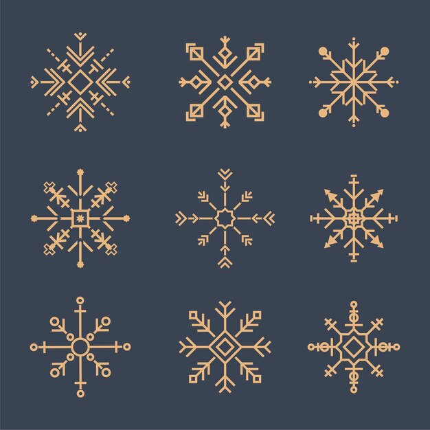 Illustratie van schattige sneeuwvlok pictogrammen