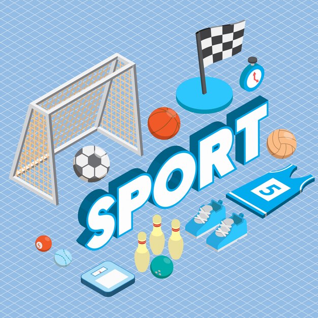 Illustratie van sport concept in isometrische grafische