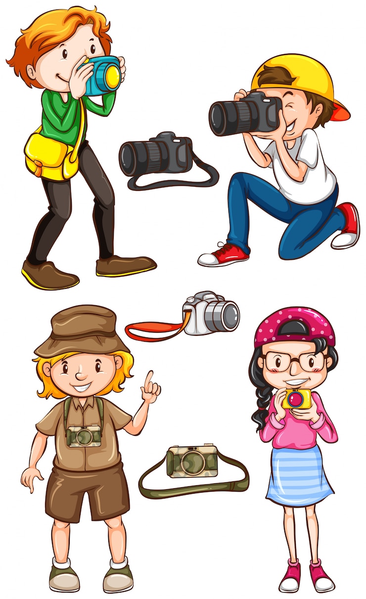 Gratis Vector illustratie van veel fotografen die foto nemen