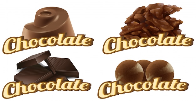 Illustratie van vele soorten chocolade