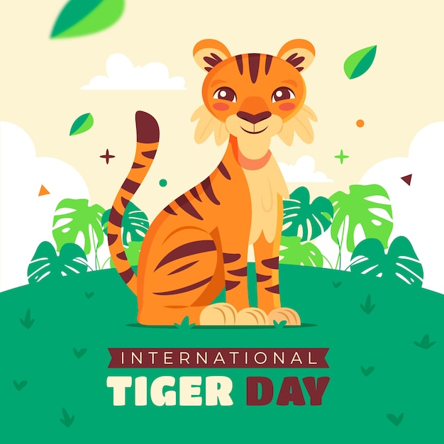 Gratis vector illustratie voor de bewustwording van de internationale tijgerdag