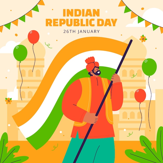 Gratis vector illustratie voor de indiase republiek dag nationale feestdag