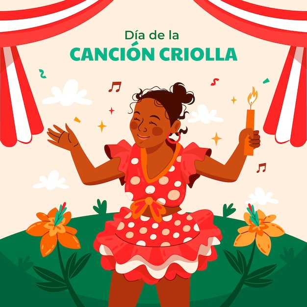 Gratis vector illustratie voor de peruaanse dia de la cancion criolla-viering