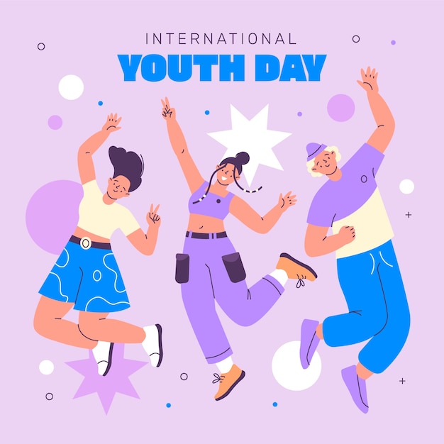 Gratis vector illustratie voor de viering van de internationale jeugddag