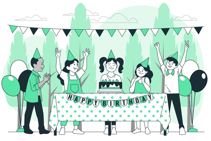 Gratis Vector illustratieconcept voor een verjaardagsfeestje in de open lucht