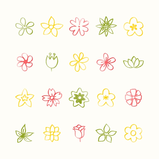 Gratis vector illustratiereeks bloempictogrammen