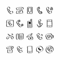 Gratis vector illustratiereeks telefoonpictogrammen