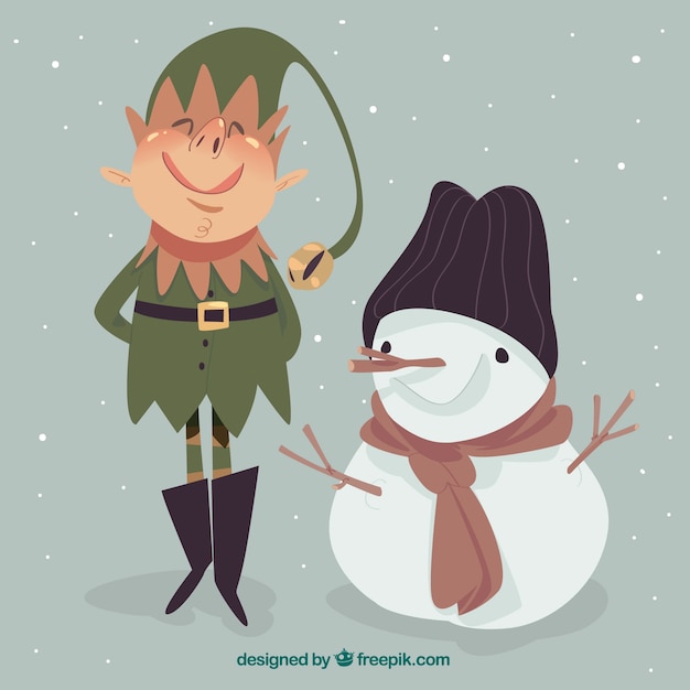 Gratis vector imp en sneeuwman