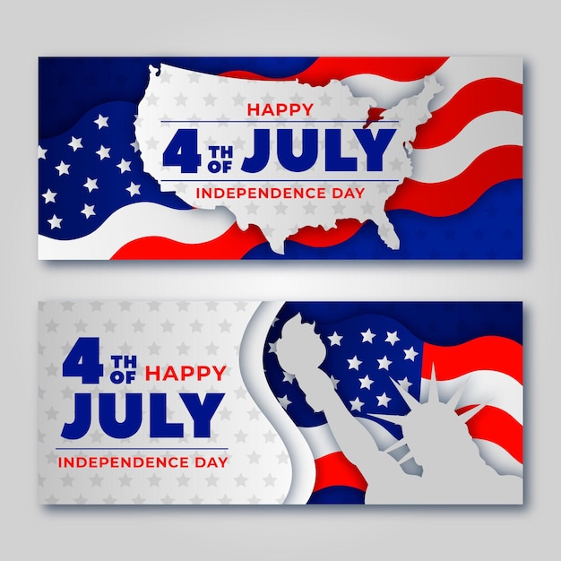 Independence day banners met vlaggen