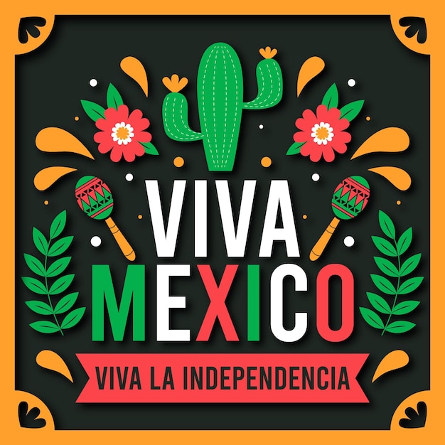 Gratis vector independencia de méxico illustratie in papierstijl