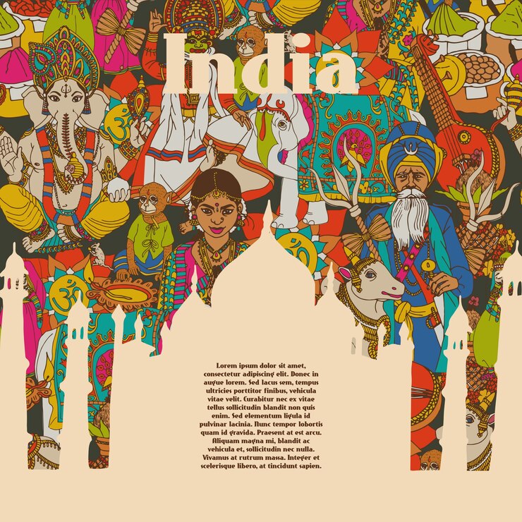 Gratis Vector india culturele symbolen patronen poster