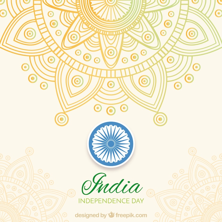 Gratis Vector india onafhankelijkheidsachtergrond met mandala