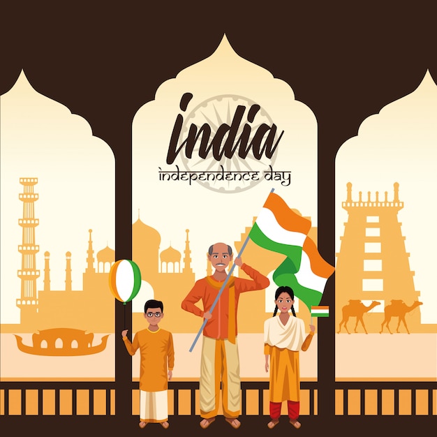 Gratis vector india onafhankelijkheidsdag kaart