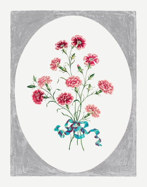 Gratis vector india pinks vector vintage floral art print, geremixt van kunstwerken van john edwards
