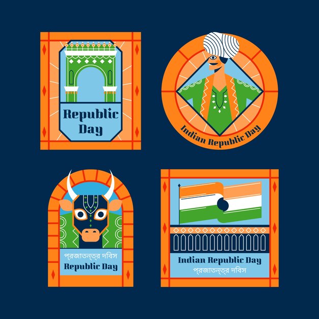 India republiek dag viering badges collectie