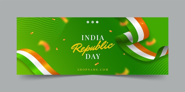 Gratis vector india republiek dag viering social media voorbladsjabloon