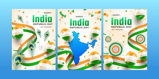 Gratis vector india republiek dag viering wenskaarten collectie