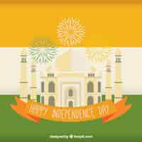 Gratis vector india vlag achtergrond met taj mahal