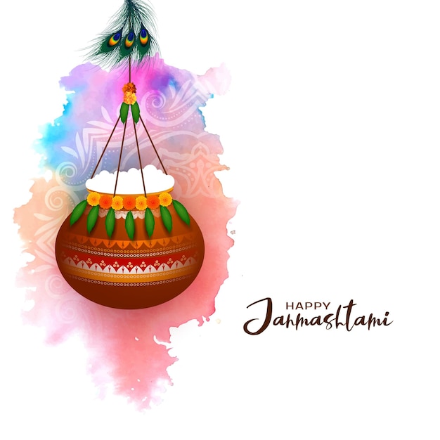 Gratis vector indiaas festival gelukkig janmashtami cultureel achtergrondontwerp