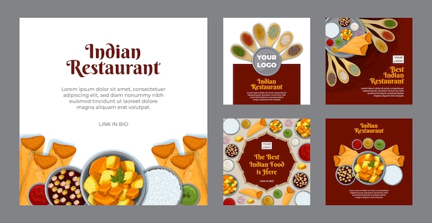 Indiaas restaurant instagram posts ontwerp