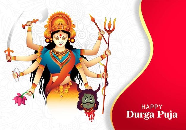 Indiase feest godin Durga gezicht feest viering kaart achtergrond