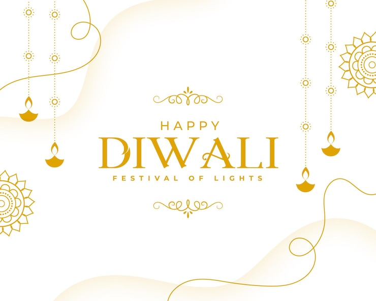 Gratis Vector indiase feestelijke shubh diwali witte achtergrond voor social media post