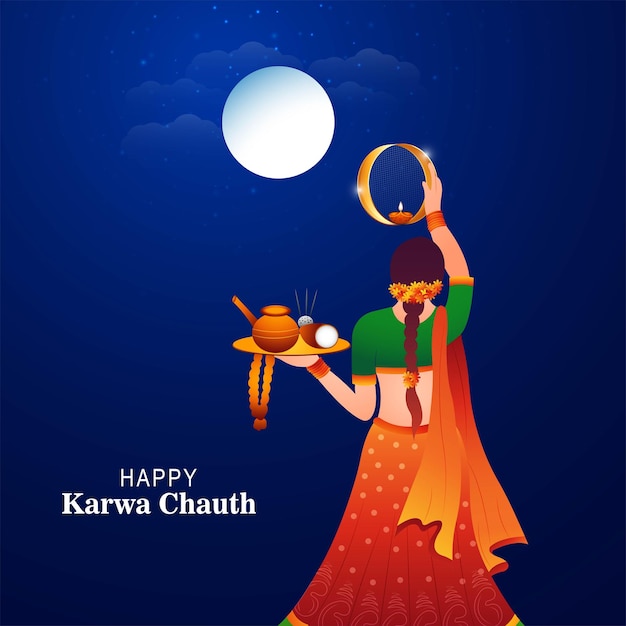 Indiase festival gelukkige karwa chauth viering achtergrond