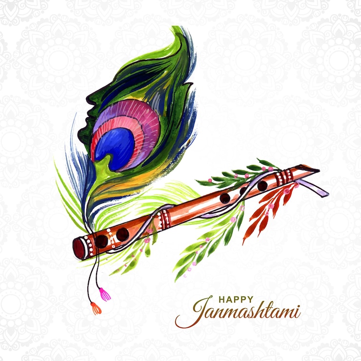Gratis Vector indiase hindoe festival van janmashtami viering kaart achtergrond