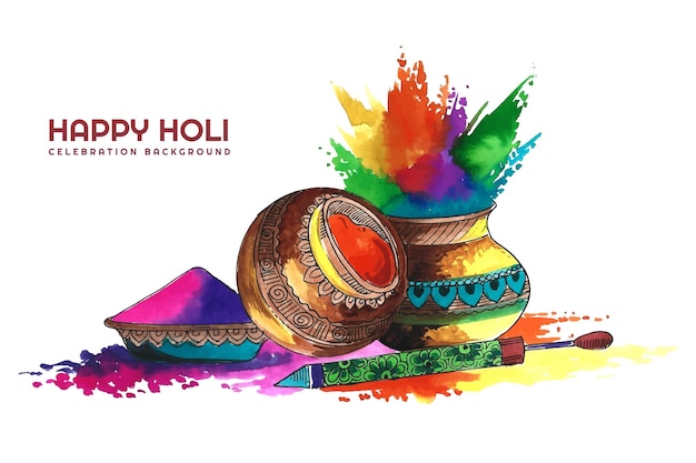 Gratis vector indiase holi traditionele festival van kleuren kaart achtergrond