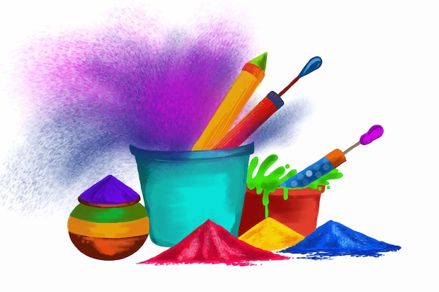 Gratis vector indiase holi traditionele festival van kleuren kaart achtergrond