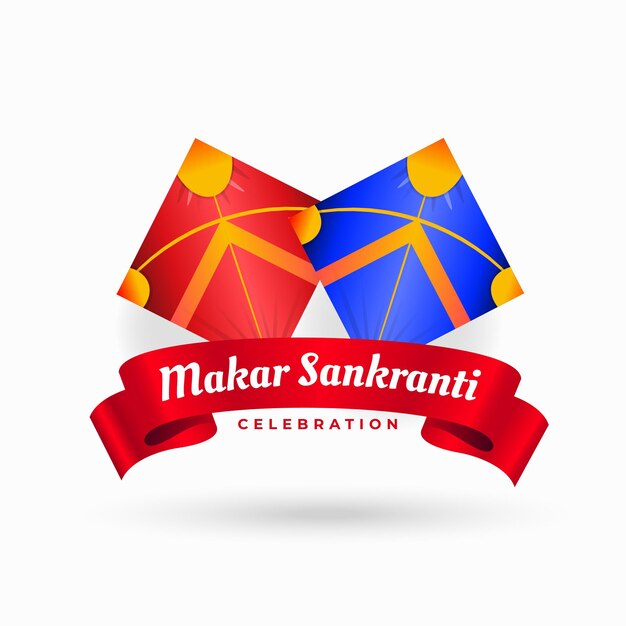 Indiase makar sankranti festivalkaart met twee vliegers