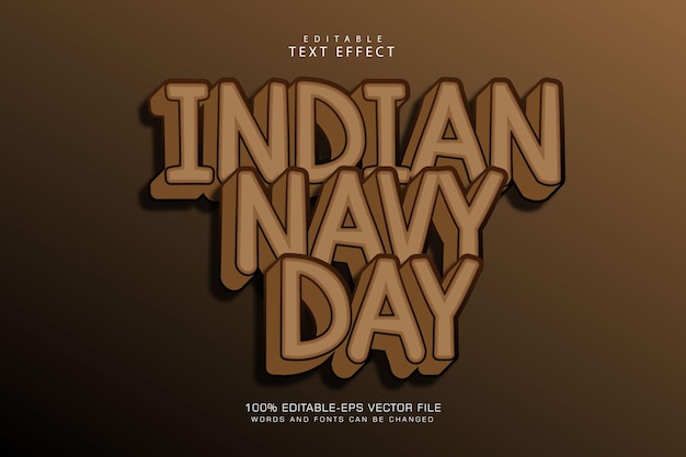 Indiase marine dag bewerkbaar teksteffect 3-dimensionaal reliëf cartoonstijl