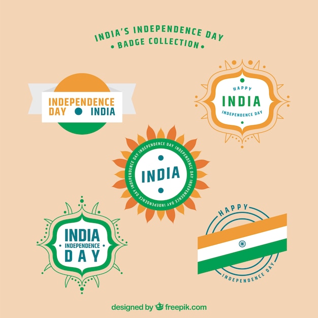 Gratis vector indiase onafhankelijkheidsdag labels