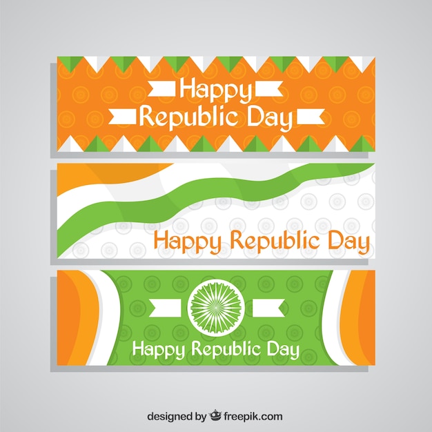 Gratis vector indiase republiek dag banners pakken