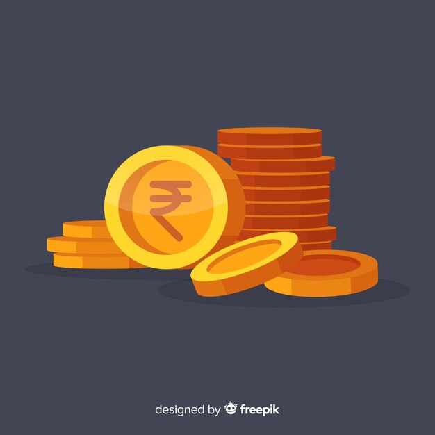 Indiase rupee gouden muntenstapel