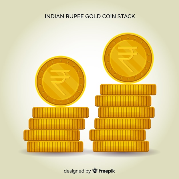 Gratis vector indiase rupee gouden muntenstapel