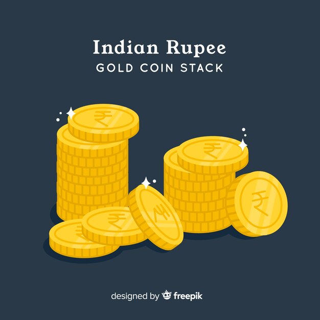 Indiase rupee gouden muntenstapel