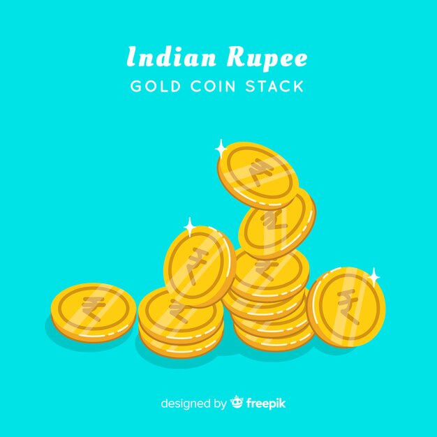 Indiase rupee gouden muntenstapel