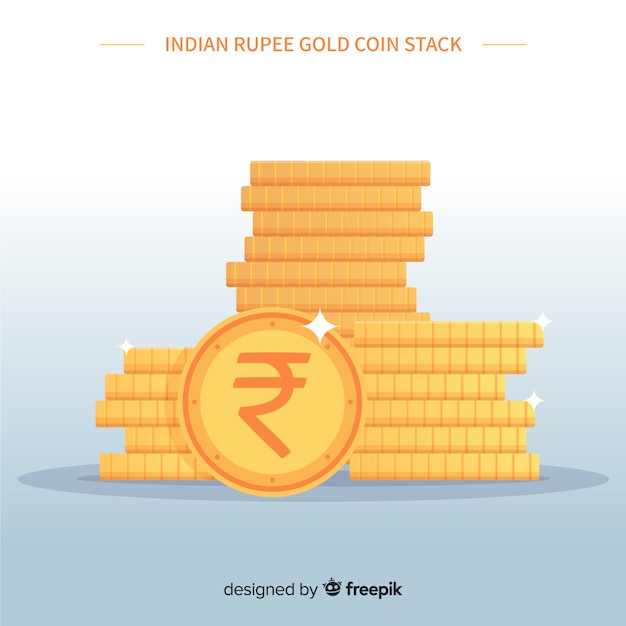 Indiase rupee gouden muntenstapel