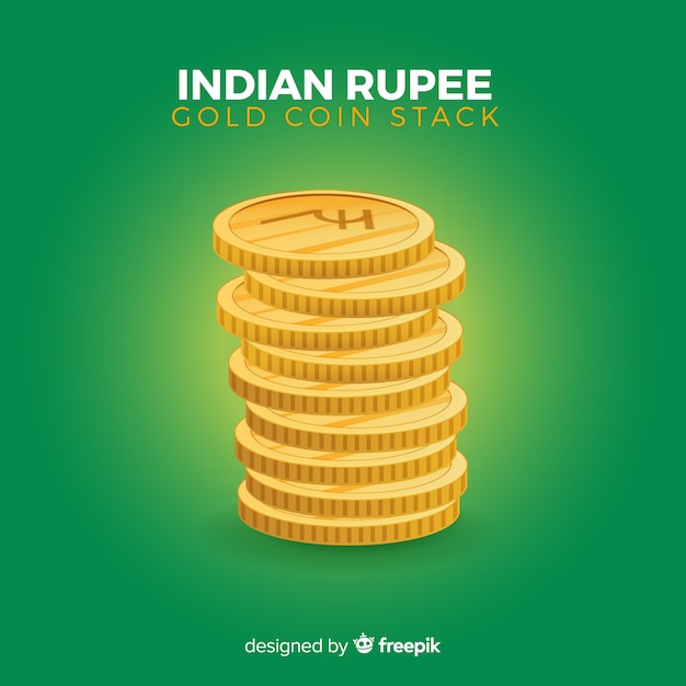 Indiase rupee gouden muntenstapel