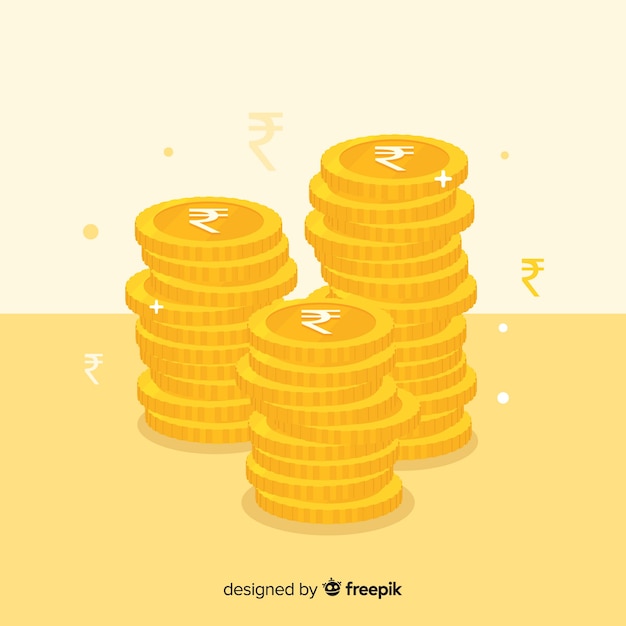 Gratis vector indiase rupee gouden muntenstapel